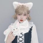 YANIYA Girls Anime Scarf Plush Cat Warm Neck Scarf Cosplay Costume Party Accessories Neckwear Women ComicShow Cute Neckerchief, White