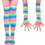 Rainbow Striped Cosplay Knee High Sock & Glove Set