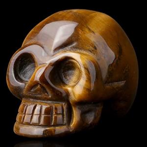 Tiger Eye Skull Figurine - Spooky Decor Piece