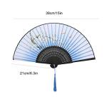 Vintage Blue Folding Hand Fan for Cosplay & Parties