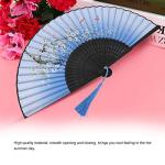 Vintage Blue Folding Hand Fan for Cosplay & Parties