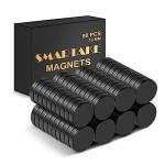SMARTAKE 80 Pcs Refrigerator Magnets, Small Round Fridge Magnets, Multi-Use Premium Neodymium Office Magnets for Fridge, Whiteboard, Billboard in Home, Kitchen, Office and School (Black)