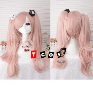 IHYAMS Junko Enoshima Light Pink Cosplay Hair Wig Danganronpa Dangan Ronpa Heat Resistance Fiber Chip Ponytails + bears+ wig cap