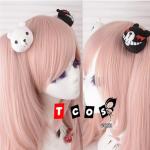 IHYAMS Junko Enoshima Light Pink Cosplay Hair Wig Danganronpa Dangan Ronpa Heat Resistance Fiber Chip Ponytails + bears+ wig cap