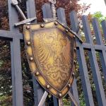 LOOYAR Medieval Double-headed Eagle Shield for Swords Holder Wall Decoration Home Office Bar