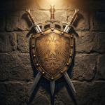 LOOYAR Medieval Double-headed Eagle Shield for Swords Holder Wall Decoration Home Office Bar