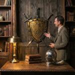 LOOYAR Medieval Double-headed Eagle Shield for Swords Holder Wall Decoration Home Office Bar