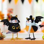Handmade Halloween Felt Bird Statues - 3pcs Set