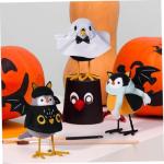 Handmade Halloween Felt Bird Statues - 3pcs Set