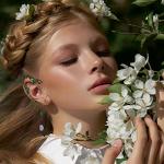 Bronze Fairy Elf Ear Cuffs with Green Crystals