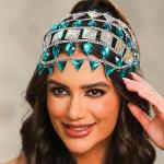 Vintage 1970s Silver and Blue Crystal Head Jewelry