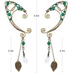 Bronze Fairy Elf Ear Cuffs with Green Crystals