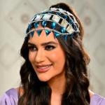 Vintage 1970s Silver and Blue Crystal Head Jewelry