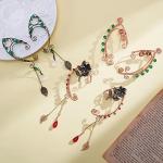 Bronze Fairy Elf Ear Cuffs with Green Crystals