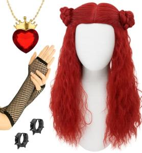 Red Curly Wig Set for Cosplay and Costumes
