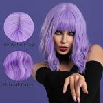 Purple Wavy Bob Wig with Bangs for Cosplay