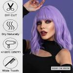 Purple Wavy Bob Wig with Bangs for Cosplay