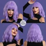 Purple Wavy Bob Wig with Bangs for Cosplay
