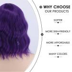 Dark Purple Wavy Bob Wig with Bangs