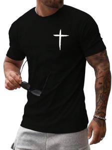 Men's Cross Print Short Sleeve Tee in Black