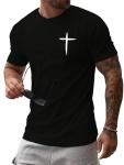 Men's Cross Print Short Sleeve Tee in Black