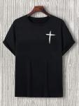 Men's Cross Print Short Sleeve Tee in Black