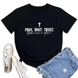 Pray, Wait, Trust Women’s Graphic Tee Black