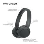 Sony WH-CH520 Wireless On-Ear Headphones - Black