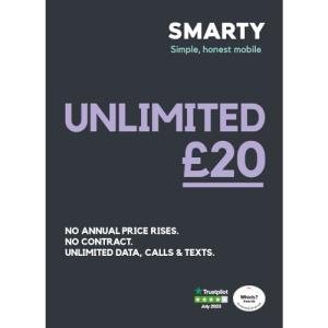 SMARTY Sim Plan: Unlimited Data for £20