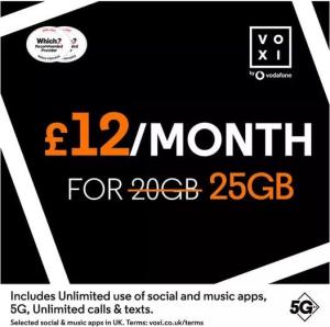 VOXI SIM: Unlimited Calls, Texts, 75GB Data