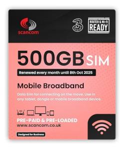 Three 500GB Uncapped 5G Data SIMs - Monthly