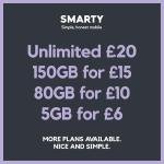 SMARTY Sim Plan: Unlimited Data for £20