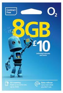 O2 Roam Free Prepaid SIM - 8GB Data Bundle