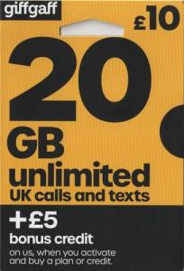 Giffgaff O2 4G Multi SIM - Unlimited Everything