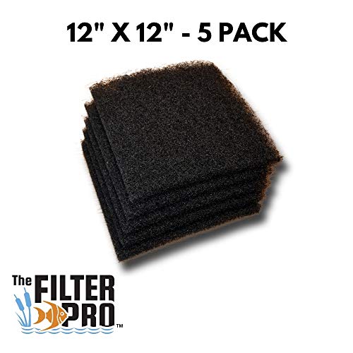 Black Course Filter Media - 5 Pack - 1" x 12" x 12" Pads
