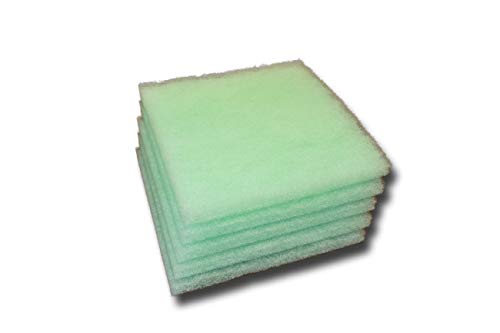 The Filter Pro Lime Green Fine Filter Media, 1" Thick, 12" x 12" Pads, 5 Pack, Perfect for Aquariums, Ponds or Water Gardens, Made in USA