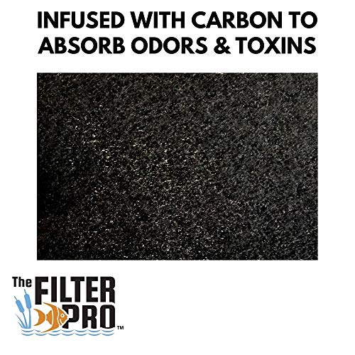 The Filter Pro Carbon Fine Filter Media, 3/8" Thick, Perfect for Aquariums, Ponds or Water Gardens, Made in USA