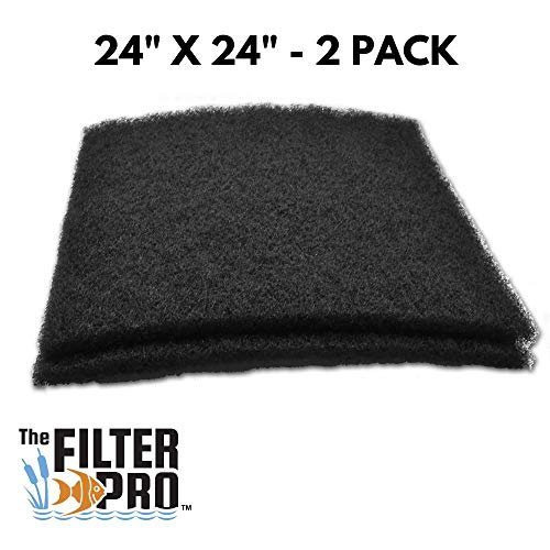 The Filter Pro Black Coarse Filter Media, 1.25" Thick, 24" x 24" Pads, 2 Pack, Perfect for Aquariums, Ponds or Water Gardens, Made in USA