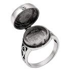 Wiccan Moon Star Silver Locket Signet Ring