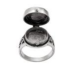 Wiccan Moon Star Silver Locket Signet Ring
