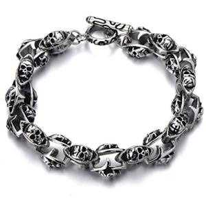 Gothic Skull Stainless Steel Biker Bracelet for Men