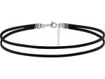 Goth Hippie Black Faux Leather Choker Necklace