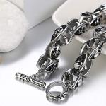Gothic Skull Stainless Steel Biker Bracelet for Men