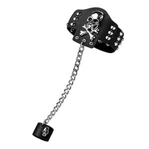 Skull Finger Chain Leather Goth Steampunk Bracelet