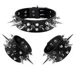 Manfnee Punk Spike Leather Gothic Choker & Bracelet