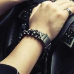 Punk Black Skull Link Leather Buckle Bracelet