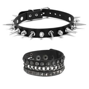 2 Pack Black Adjustable Punk Chokers for Women