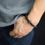 Unisex Skull Beaded Bracelet with Black Tourmaline