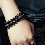 Punk Black Skull Link Leather Buckle Bracelet