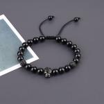 Unisex Skull Beaded Bracelet with Black Tourmaline